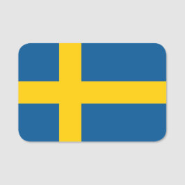 Patriotic namn bricka med flagga av Sverige Namnbricka
