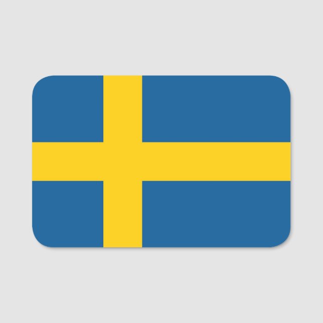 Patriotic namn bricka med flagga av Sverige Namnbricka (Framsida)