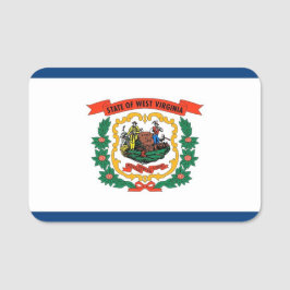 Patriotic namn bricka med flagga av Väster Virgini Namnbricka