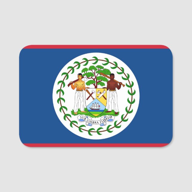 Patriotic namn bricka med flagga Belize Namnbricka (Framsida)