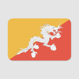 Patriotic namn bricka med flagga Bhutan Namnbricka
