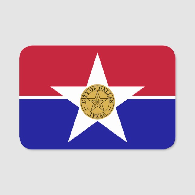 Patriotic namn bricka med flagga Dallas Namnbricka (Framsida)