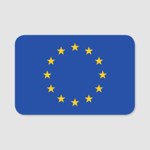 Patriotic namn bricka med flagga från Europeiska u Namnbricka