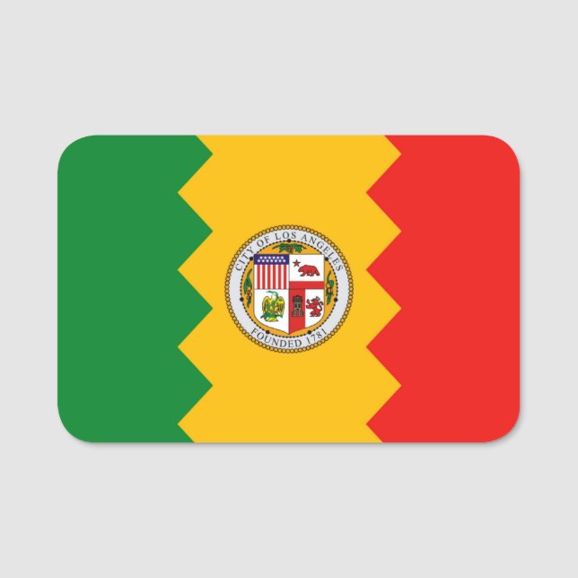 Patriotic namn bricka med flagga i Los Angeles Cit Namnbricka (Framsida)