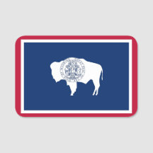 Patriotic namn bricka med flagga i Wyoming State