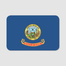 Patriotic namn bricka med flagga Idaho, Förenta st