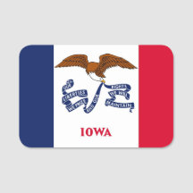 Patriotic namn bricka med flagga Iowa, USA