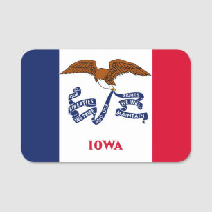 Patriotic namn bricka med flagga Iowa, USA Namnbricka