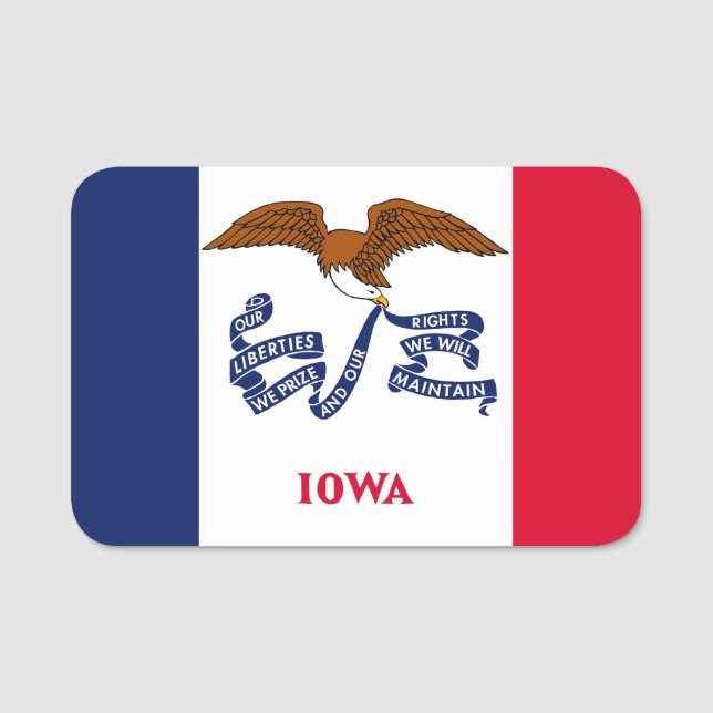 Patriotic namn bricka med flagga Iowa, USA Namnbricka (Framsida)