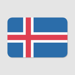 Patriotic namn bricka med flagga Island Namnbricka