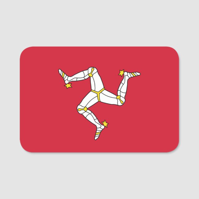 Patriotic namn bricka med flagga Isle of Man Namnbricka (Framsida)