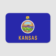 Patriotic namn bricka med flagga Kansas, Förenta s