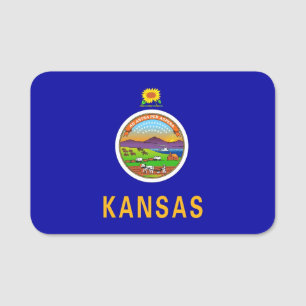 Patriotic namn bricka med flagga Kansas, Förenta s Namnbricka