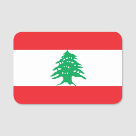 Patriotic namn bricka med flagga Libanon Namnbricka