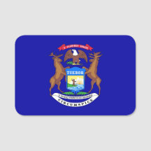 Patriotic namn bricka med flagga Michigan
