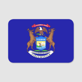 Patriotic namn bricka med flagga Michigan Namnbricka