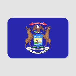 Patriotic namn bricka med flagga Michigan Namnbricka