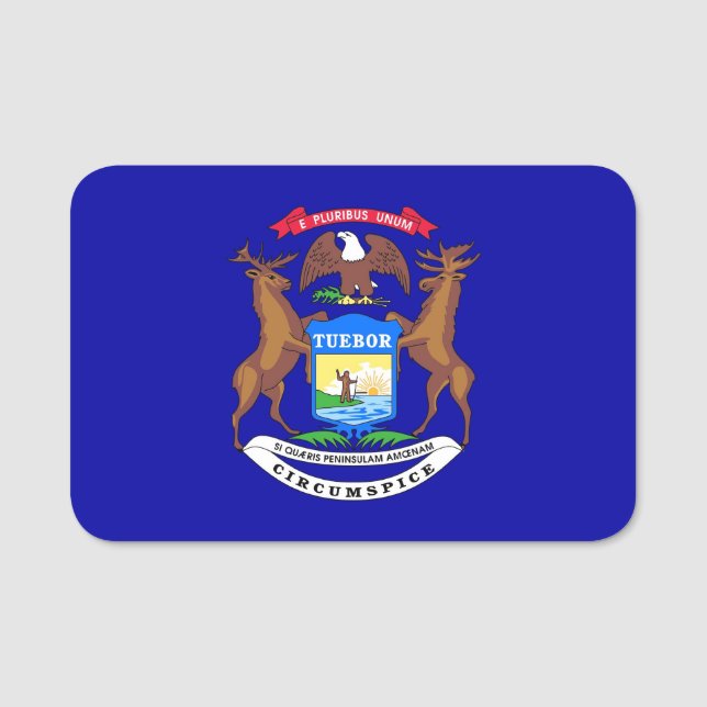 Patriotic namn bricka med flagga Michigan Namnbricka (Framsida)