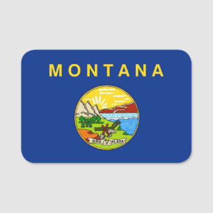 Patriotic namn bricka med flagga Montana Namnbricka