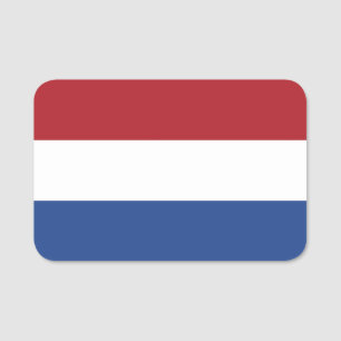 Patriotic namn bricka med flagga Nederländerna Namnbricka