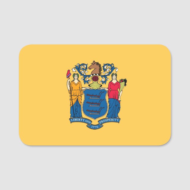 Patriotic namn bricka med flagga New jersey Namnbricka (Framsida)