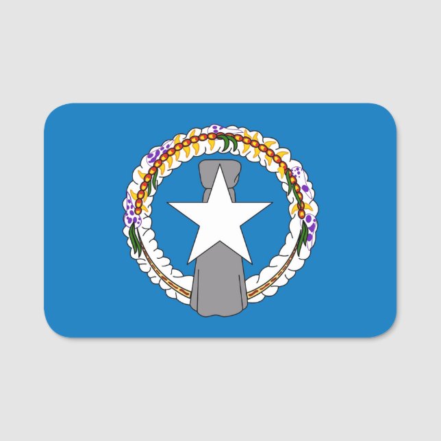 Patriotic namn bricka med flagga Nordmariana Namnbricka (Framsida)