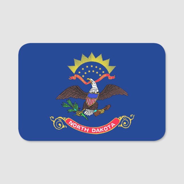 Patriotic namn bricka med flagga North Dakota Namnbricka (Framsida)