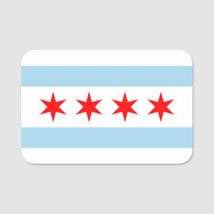 Patriotic namn bricka med flagga of Chicago City, Namnbricka