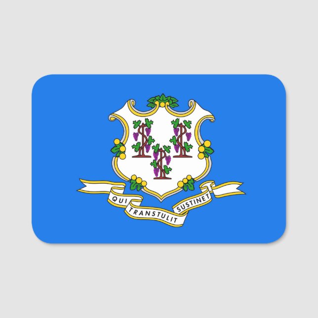 Patriotic namn bricka med flagga of Connecticut, U Namnbricka (Framsida)