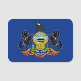 Patriotic namn bricka med flagga Pennsylvania Namnbricka