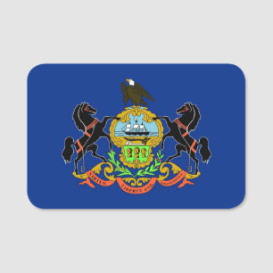 Patriotic namn bricka med flagga Pennsylvania Namnbricka
