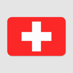 Patriotic namn bricka med flagga Schweiz Namnbricka
