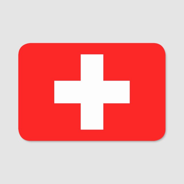 Patriotic namn bricka med flagga Schweiz Namnbricka (Framsida)