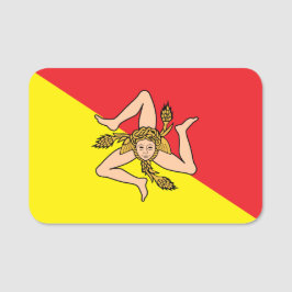 Patriotic namn bricka med flagga Sicilien Namnbricka