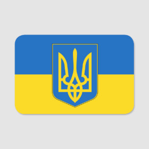 Patriotic namn bricka med flagga Ukraina Namnbricka