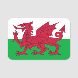 Patriotic namn bricka med flagga Wales Namnbricka