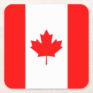 Patriotic National Flagga of CANADA Underlägg Papper Kvadrat