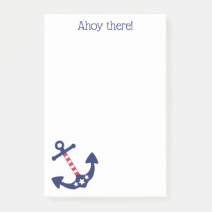 Patriotic Nautical Anchor Ahoy, där citat 4 x 6 Post-it Block