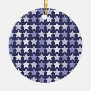 Patriotic Navy Blue Stars Julgransprydnad Keramik