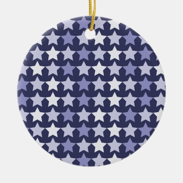Patriotic Navy Blue Stars Julgransprydnad Keramik (Framsidan)