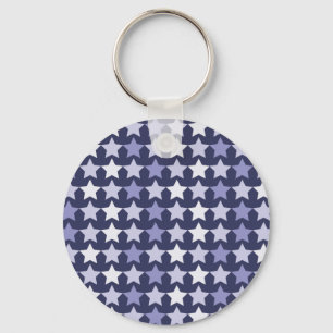 Patriotic Navy Blue Stars Nyckelring