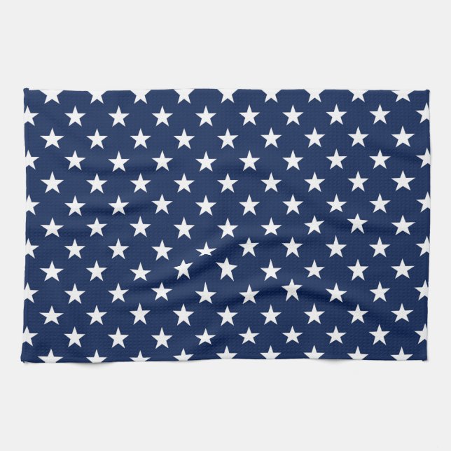 Patriotic Navy Blue USA flagga Stars Mönster Kökshandduk (Horisontell)