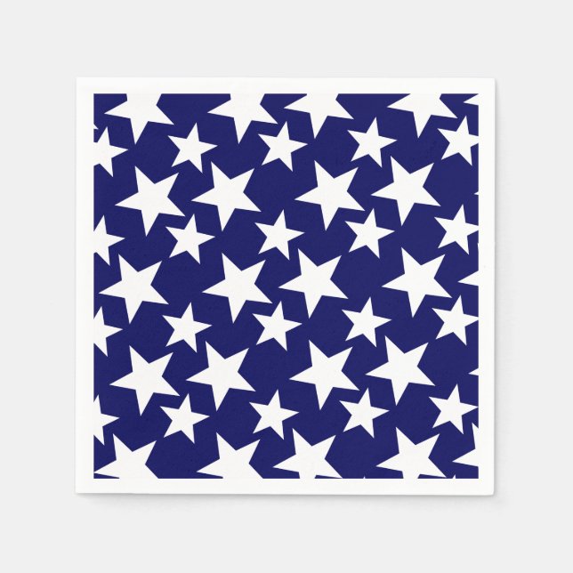 Patriotic Navy Blue w White Stars Pappersservett (Framsidan)