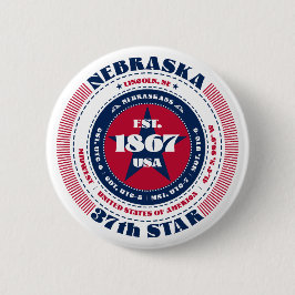 Patriotic Nebraska Circle med statsinformation Knapp