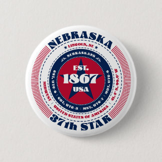 Patriotic Nebraska Circle med statsinformation Knapp
