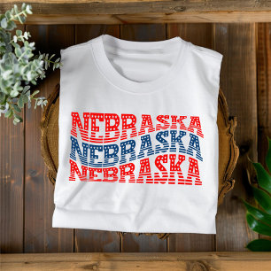 Patriotic Nebraska Red och Blue Boho T-Shirt
