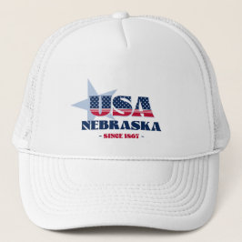 Patriotic Nebraska Typography Truckerkeps