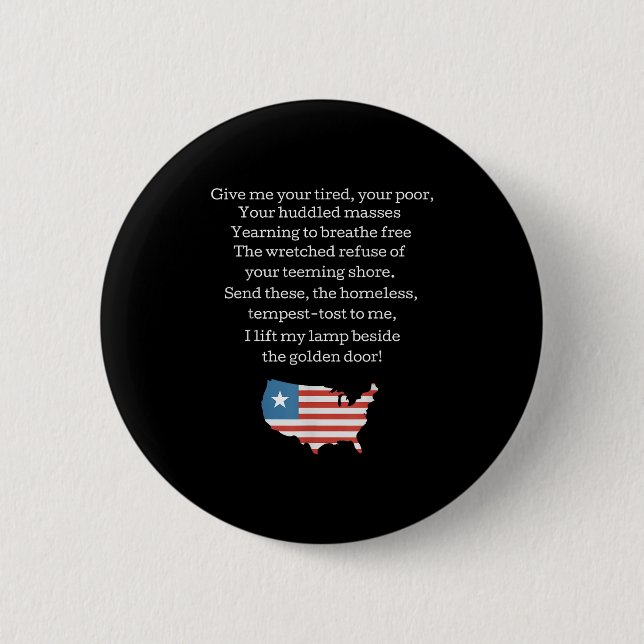 Patriotic New Colossus Emma Lazarus Quote Usa Gift Knapp (Framsida)