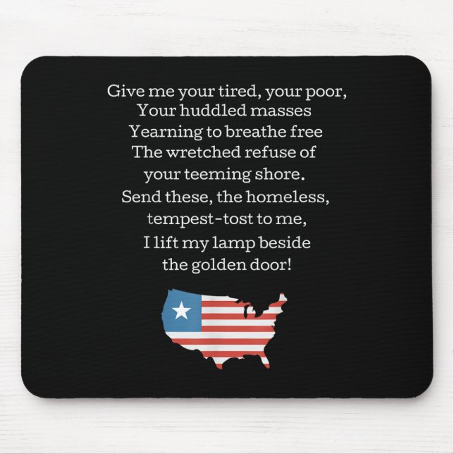 Patriotic New Colossus Emma Lazarus Quote Usa Gift Musmatta (Framsidan)