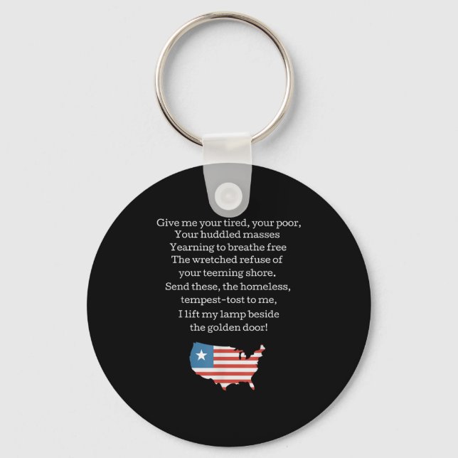 Patriotic New Colossus Emma Lazarus Quote Usa Gift Nyckelring (Framsida)